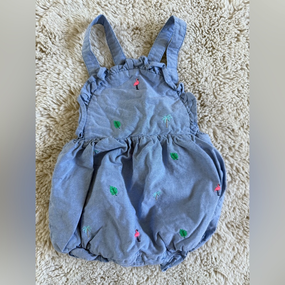 Janie and Jack Flamingo/Palm Tree Romper - 6-12 months